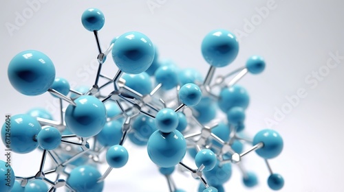 Complex molecular structure with spherical particles. Futuristic technology style. Illustration for banner, poster, cover, brochure or presentation.