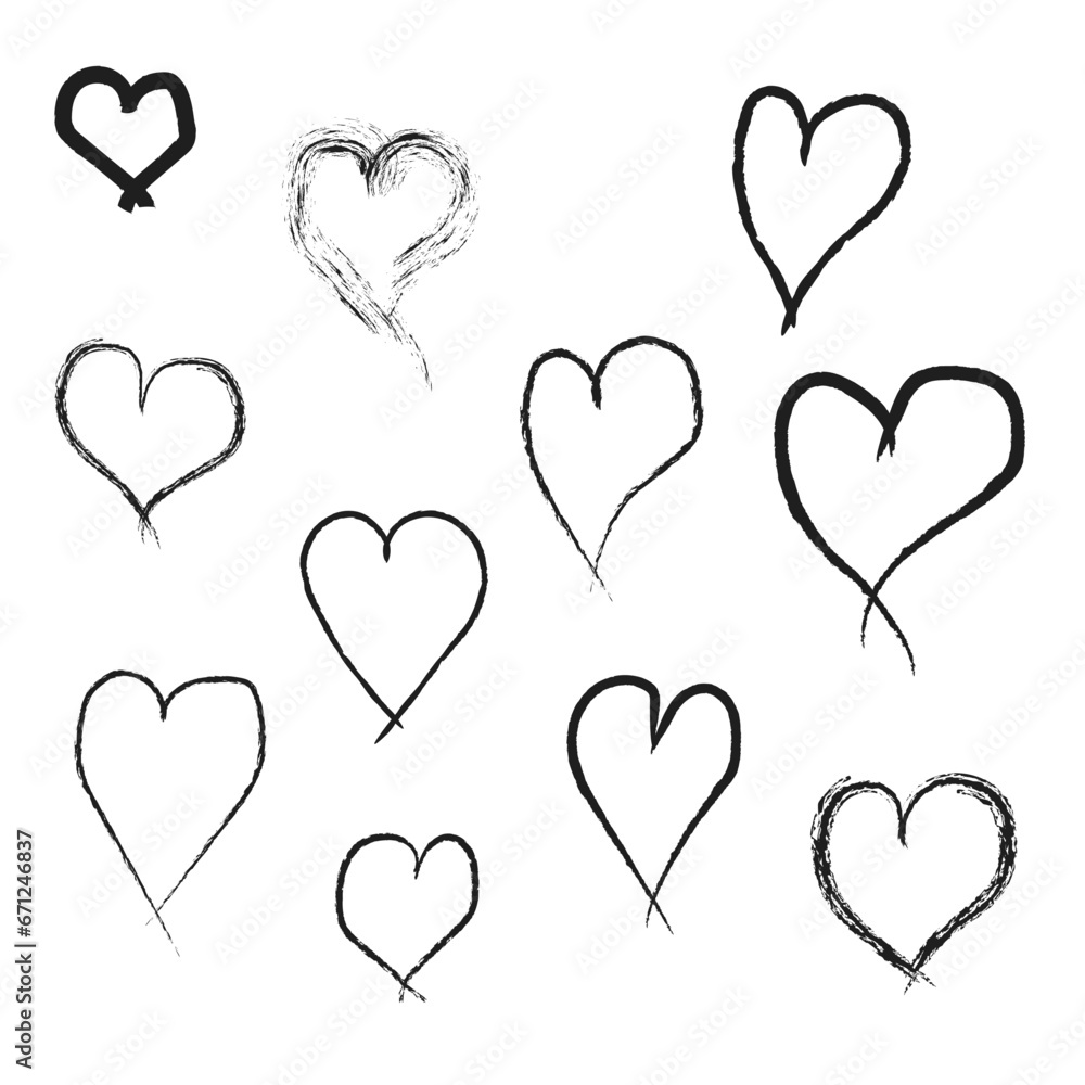 set of hearts on white background hand made vector