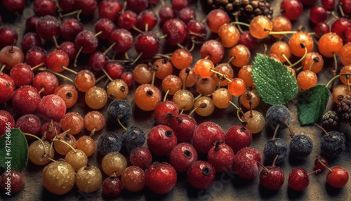 Juicy berry collection on wooden bowl, a healthy snack option generated by AI © Jeronimo Ramos