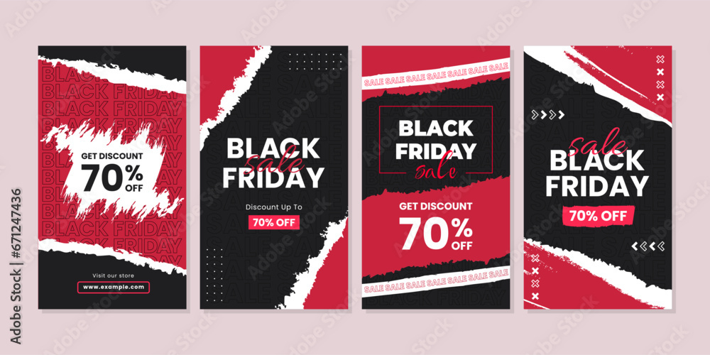 Black Friday Promotion Sale template for social media story, mobile apps, banners design, web or internet ads with geometric shape