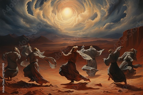 Whirling sand dervishes, harnessing the power of desert winds in mesmerizing dances - Generative AI