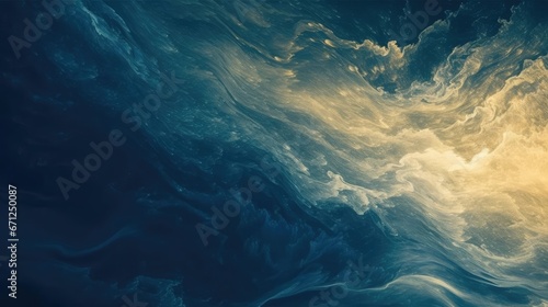 Abstract paint background by deep blue and gold color with liquid fluid texture in luxury concept 