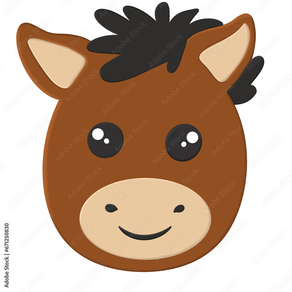 Horse. The head of the animal. Cute cartoon character. Horse. The head of the animal. Cute cartoon character.
