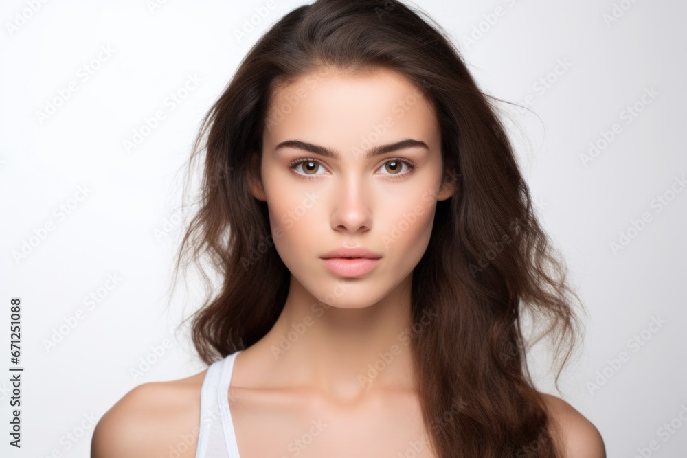 Young charming woman on a light background. Natural makeup. Natural beauty. Young charming woman on a light background. Natural makeup. Natural beauty.