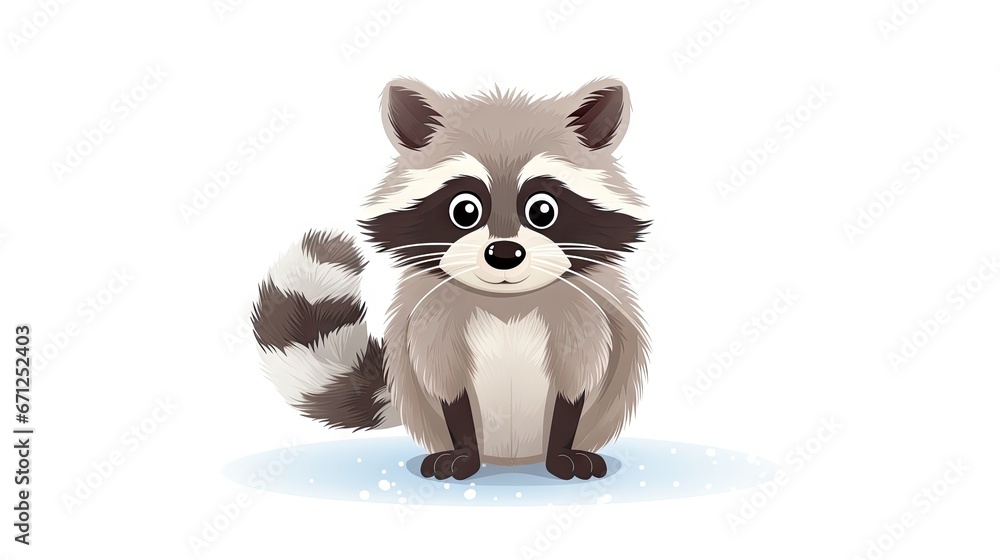  a small raccoon sitting on the ground with its eyes wide open and a surprised look on its face.  generative ai