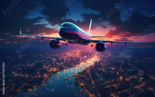 An airplane flying over a c...