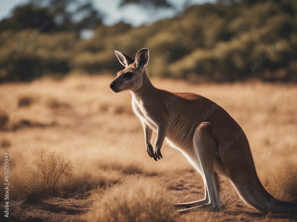 Portrait of wild kangaroo at the nature by itself Portrait of wild kangaroo at the nature by itself