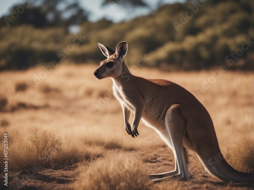 Portrait of wild kangaroo at the nature by itself