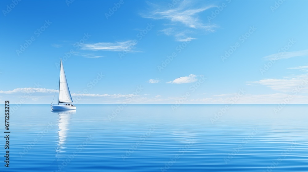 An image of a sailboat gliding through calm azure waters.