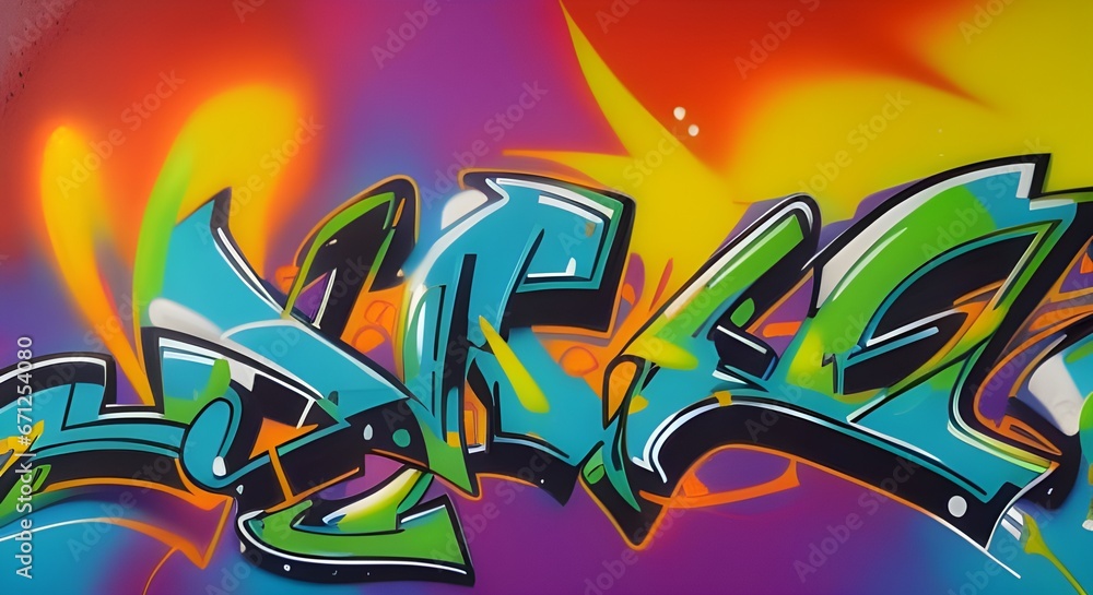 Obraz premium Vibrant Abstract Graffiti Art with Bold Shapes and Bright Colors | 031