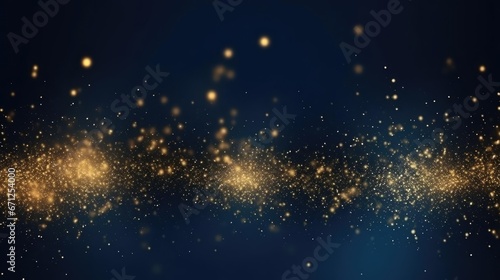 Dark blue and gold particle abstract background Christmas golden light shine particles bokeh navy blue gold foil texture holiday