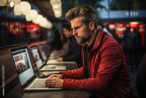 A job seeker scrolling through online job postings, searching for the perfect fit. Generative Ai. © Sebastian