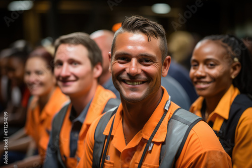 A group of jobless individuals participating in a reemployment workshop to sharpen their skills. Generative Ai. © Sebastian