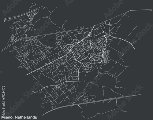 Detailed hand-drawn navigational urban street roads map of the Dutch city of MIERLO, NETHERLANDS with solid road lines and name tag on vintage background