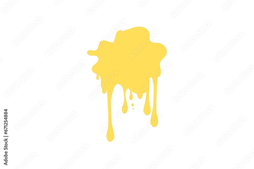 yellow splatter paint splash on transparent background Stock