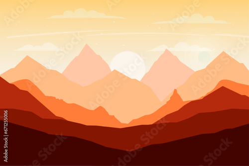 red mountains landscape nature sunset background