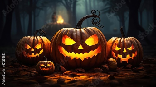Halloween design with pumpkins 