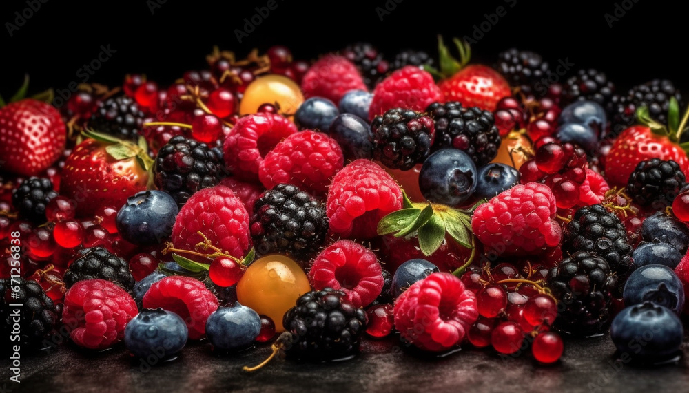 A bowl of juicy, antioxidant rich berry fruit for a healthy snack generated by AI