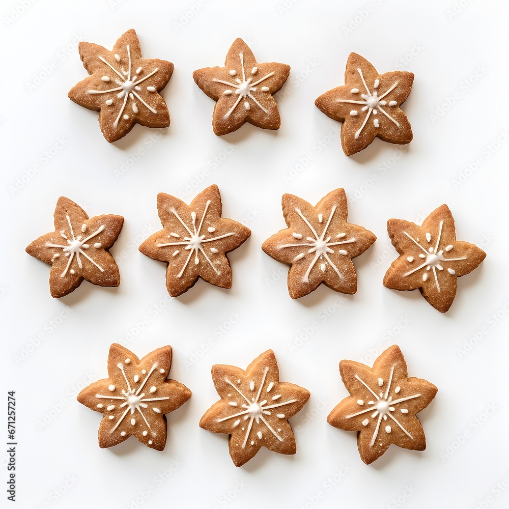Cinnamon cookies on white background, star-shaped Cinnamon cookies on white background, star-shaped