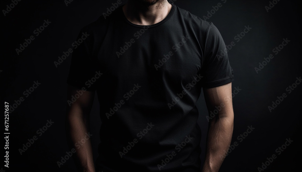 Confident young athlete standing shirtless in black and white portrait generated by AI Confident young athlete standing shirtless in black and white portrait generated by AI