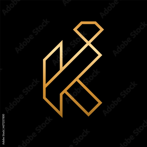 Letter K diamond luxury line logo