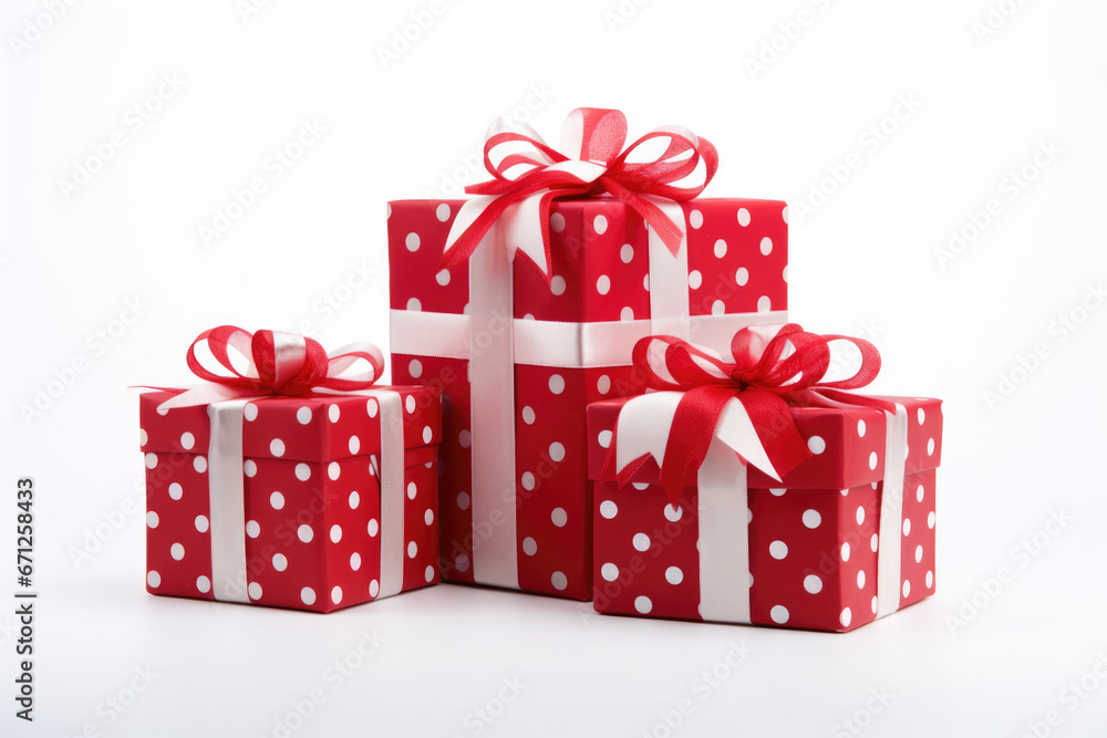 Fototapeta premium Christmas red present box, new year.