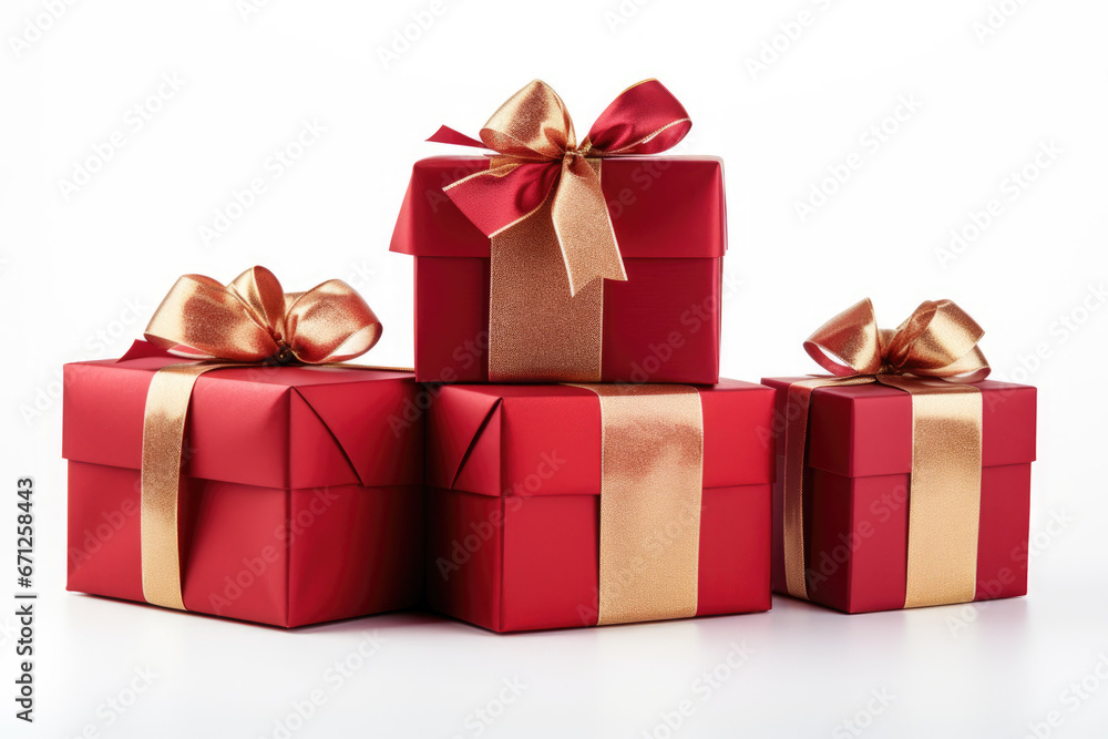 Obraz premium Christmas red present box, new year.