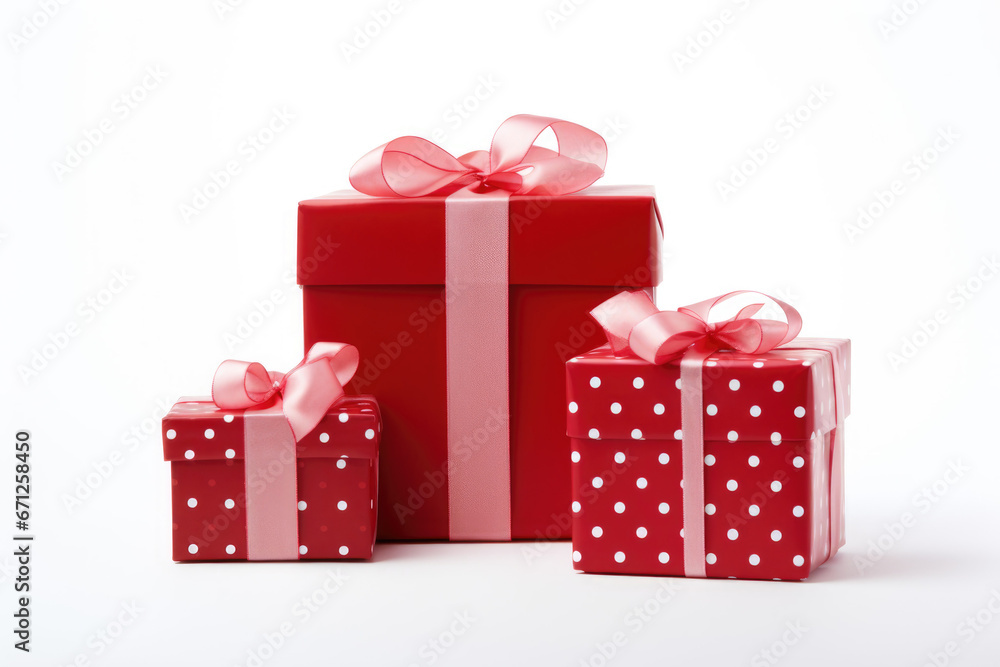 Fototapeta premium Christmas red present box, new year.