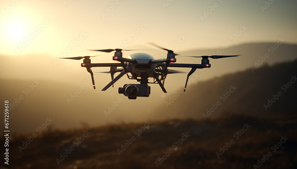 Expertise captures stunning aerial view of mountain peak at sunset generated by AI Expertise captures stunning aerial view of mountain peak at sunset generated by AI
