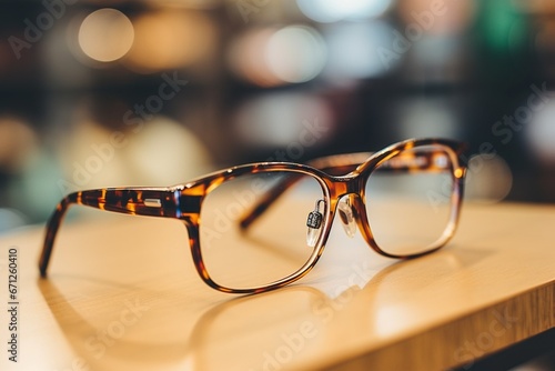 Sharp and Vibrant Precisionist Style Glasses on Wooden Table