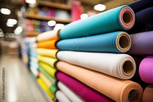 Spectacular Display of Vibrant, Pastel Fabrics in Retail Environment photo