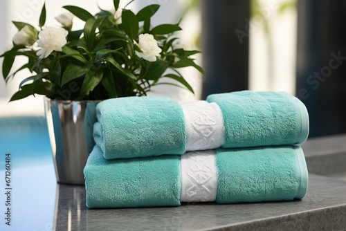 Aqua Dyed Towels Displaying Luxurious Opulence and Meticulous Design