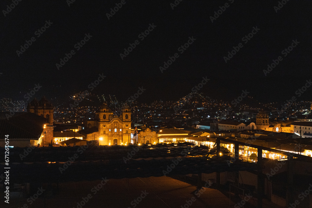 night view of the city in cusco