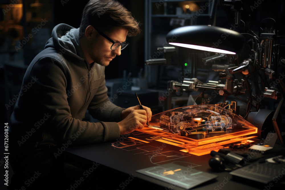An innovative product designer sketches new concepts, emphasizing the role of creativity and innovation in product development. Generative Ai. An innovative product designer sketches new concepts, emphasizing the role of creativity and innovation in product development. Generative Ai.