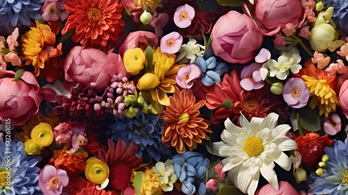  a close up of a bunch of flowers with many different colors of flowers in the middle of the picture and one of the flowers in the middle of the picture.  generative ai