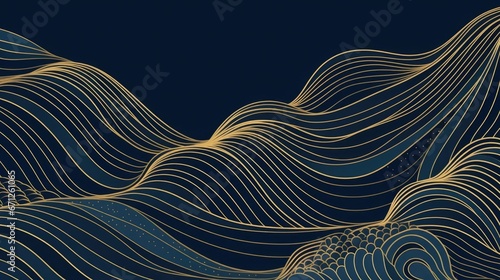 Vector art deco wavy luxury pattern wave line japanese style background Organic dynamic pattern texture for print wall art