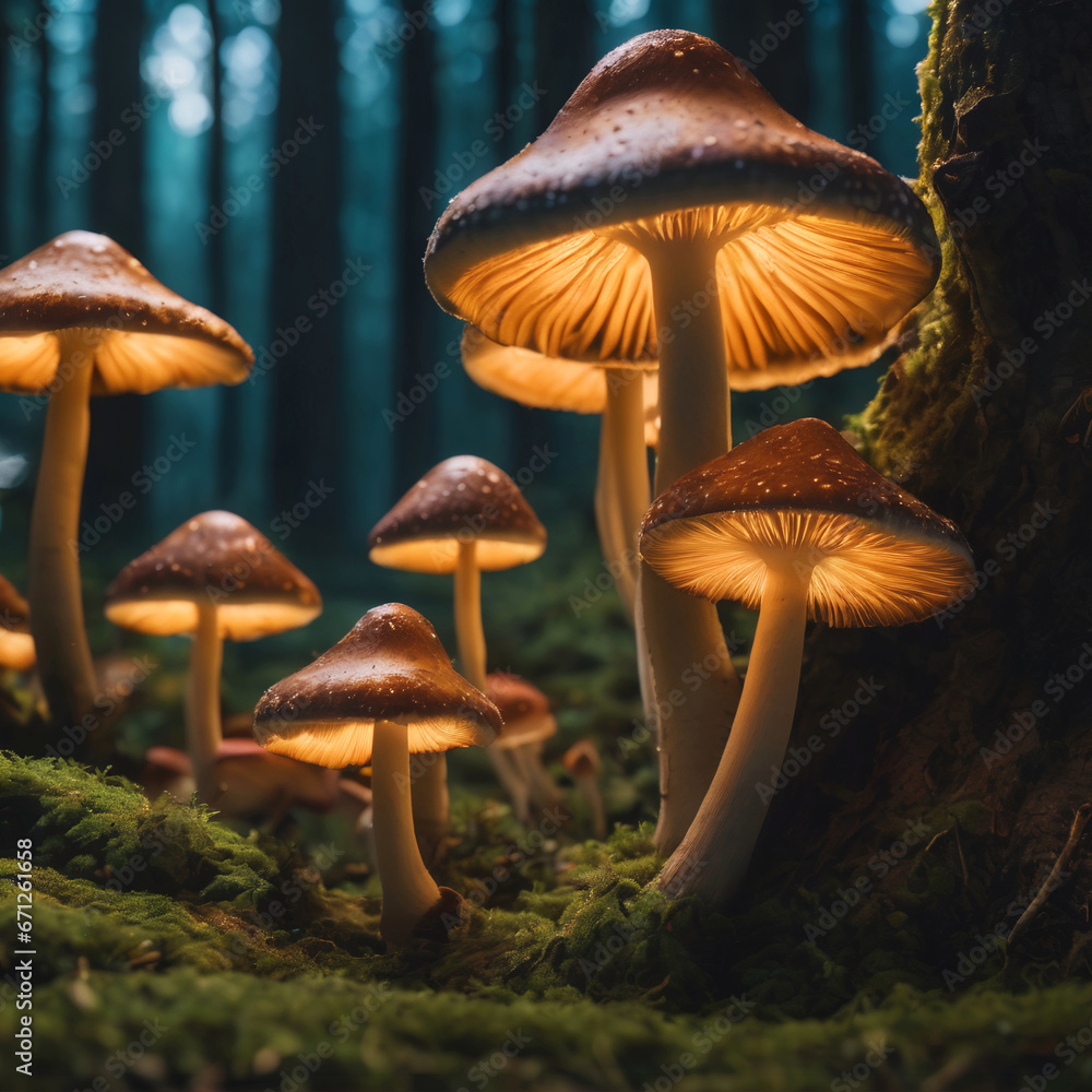 Fototapeta premium Magical mashroom, close up of wild mushrooms