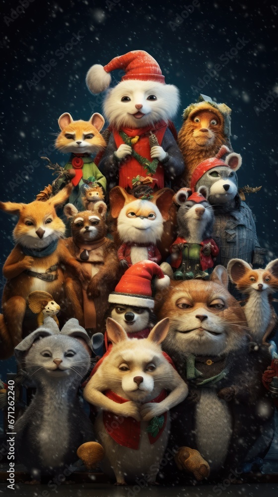 Obraz premium Anthropomorphic Christmas animals