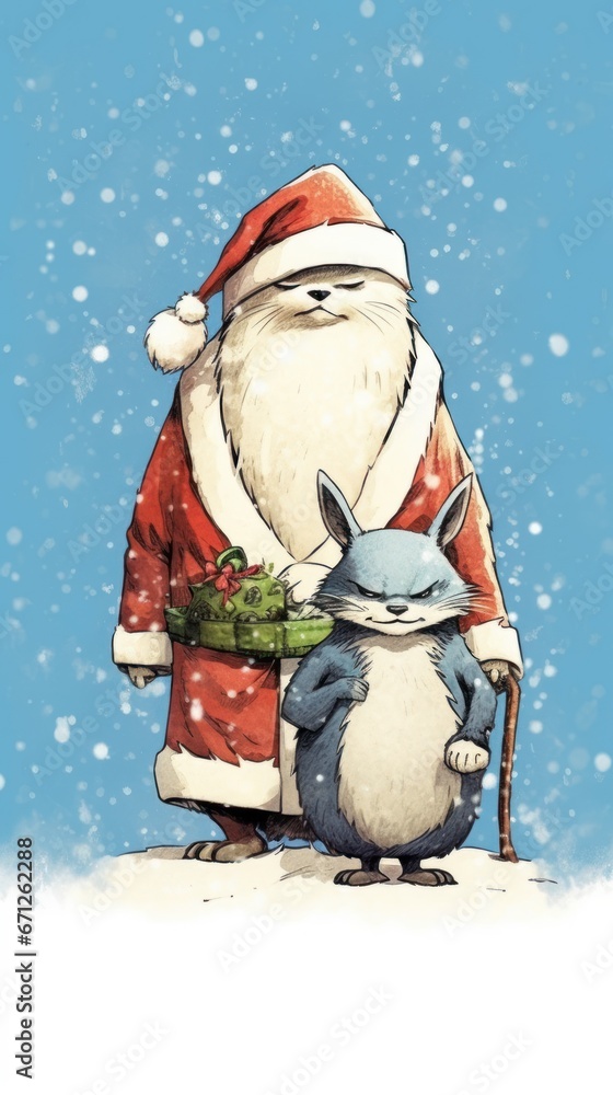 Obraz premium Anthropomorphic Christmas animals