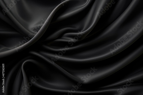 A close-up view of a black silk fabric. This versatile image can be used for various purposes
