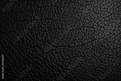 A detailed view of a smooth black leather surface. This image can be used for various purposes such as fashion, accessories, or luxury products