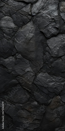 A detailed close-up of a black stone wall. Perfect for adding texture and depth to architectural designs or creating a dark and dramatic atmosphere in your projects