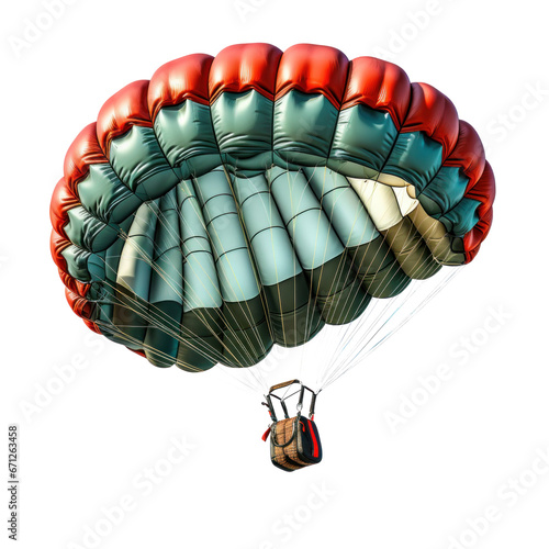a skydiver flying with an open parachute, isolated