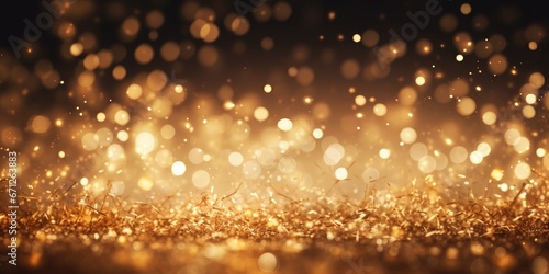 Golden Christmas particles and sprinkles for a holiday celebration like Christmas or New Year © piai