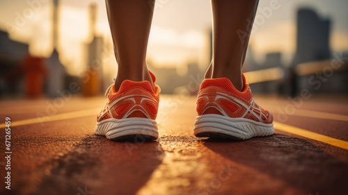Close-up of an athlete wearing jogging shoes © senadesign