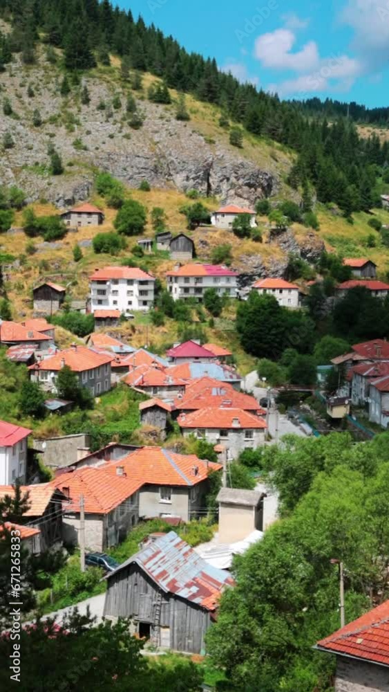 View of houses in the mountains View of houses in the mountains