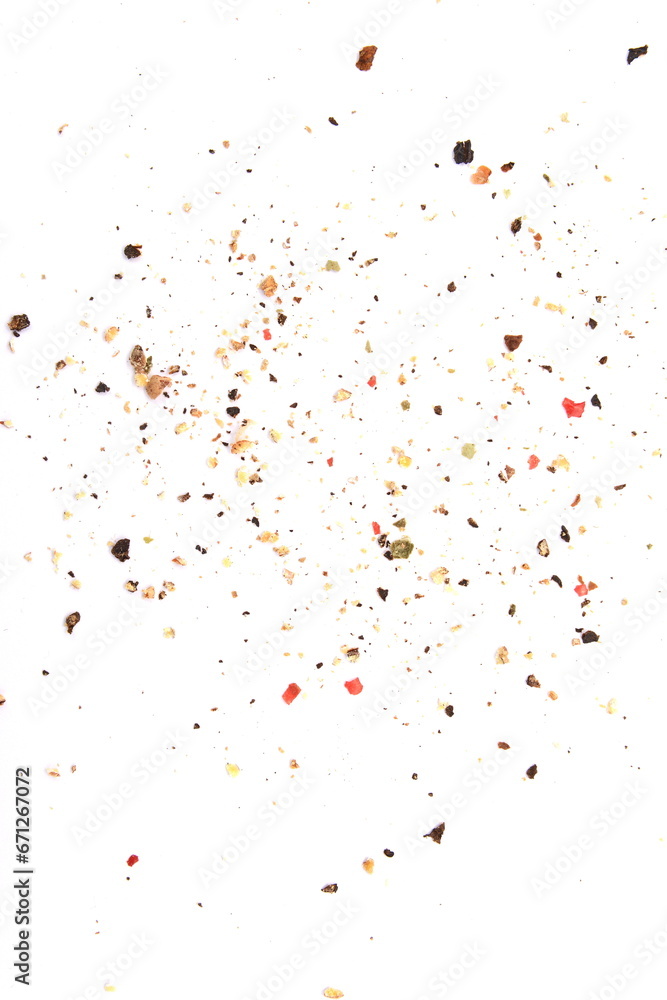 Spice of multicolored ground pepper isolated on white background. Spice of multicolored ground pepper isolated on white background.