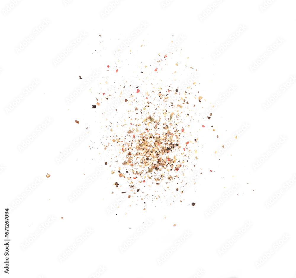 Spice of multicolored ground pepper isolated on white background. Spice of multicolored ground pepper isolated on white background.