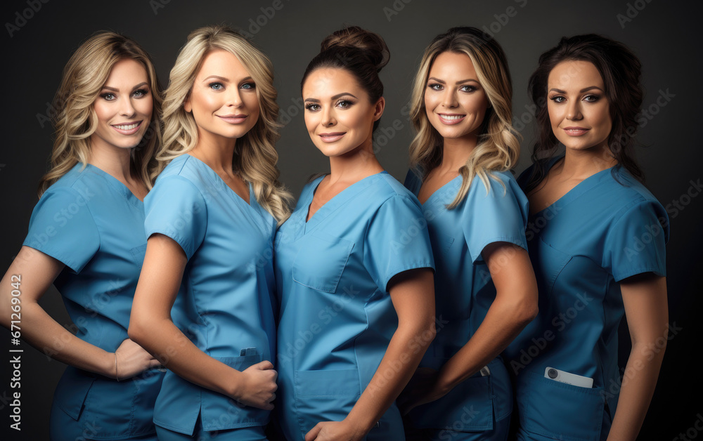 Portrait group of diverse Female nurses together Portrait group of diverse Female nurses together