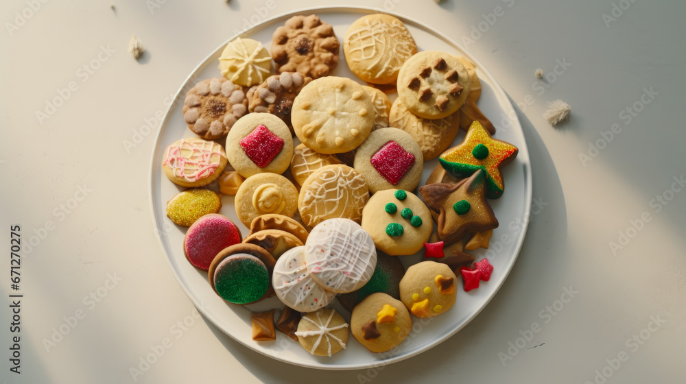 Festive Plate of Freshly Baked Christmas Cookies and Fruit Variations generated by AI Festive Plate of Freshly Baked Christmas Cookies and Fruit Variations generated by AI